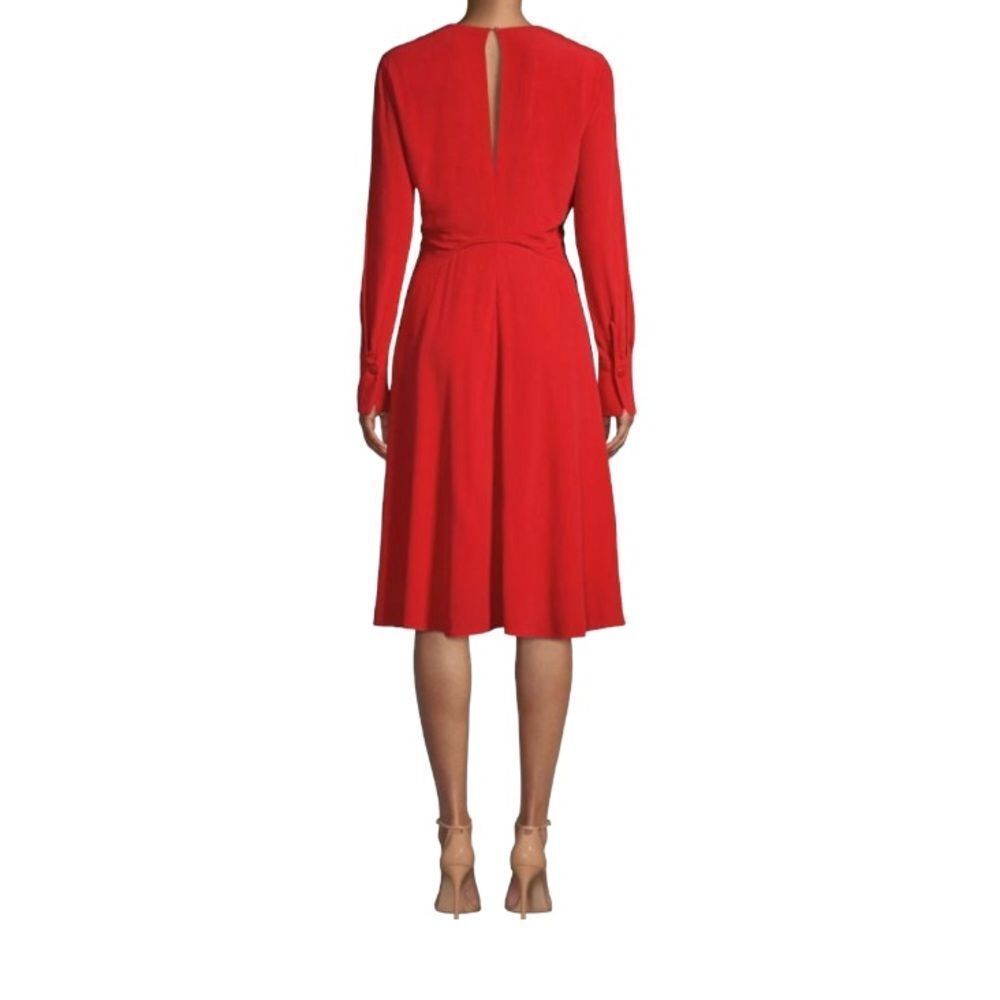Equipment Femme Short Faun Red Twist Knot V Neck Midi Dress NWT Size 6 - Picture 15 of 15